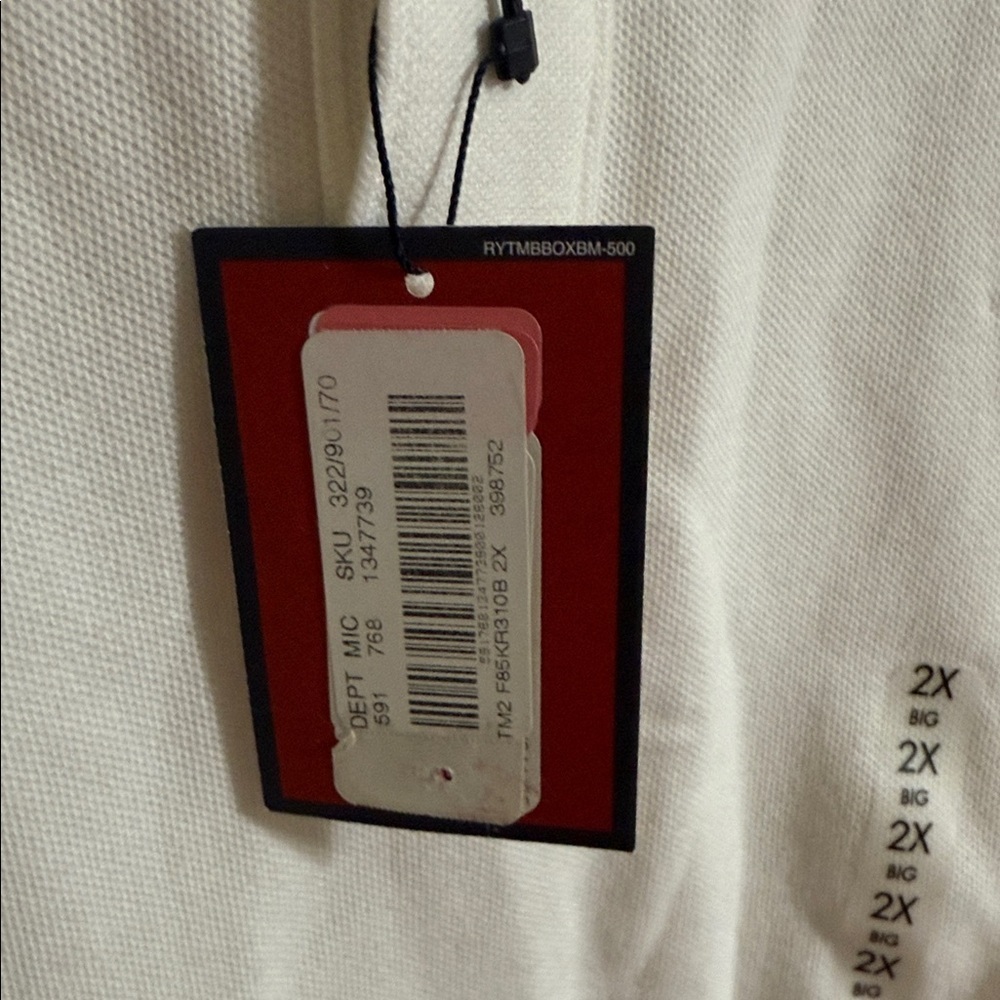 RTY Trademark White Long Sleeve Polo Shirt New With Tags - Picture 5 of 5